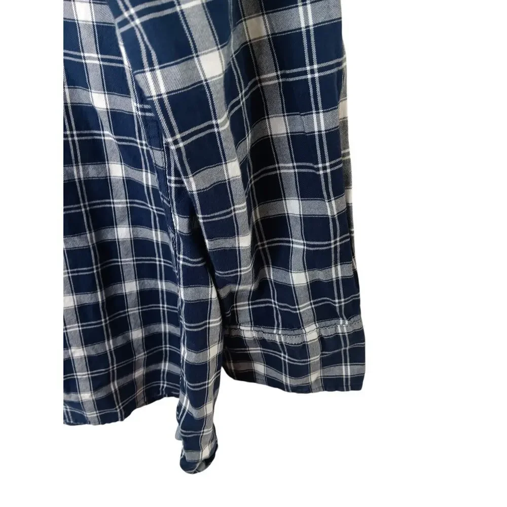 Tommy Hilfiger XXL Custom Fit Blue White Plaid Button Down Shirt Cotton Casual - Picture 6 of 16